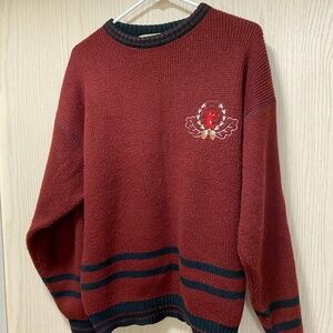 Vintage Spirit River Size M Women’s Maroon Wool Pullover Sweater Made in South K